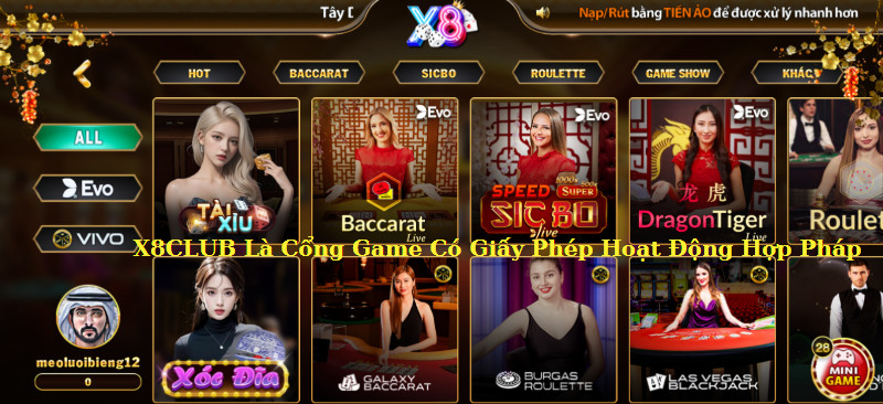 X8 Casino: Cổng Game Đổi Thưởng Uy Tín 2026 2 X8 CLUB Là Cổng Game Có Giấy Phép Hoạt Động Hợp Pháp